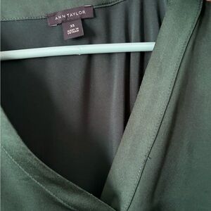 Ann Taylor Forest Green V-Neck Blouse